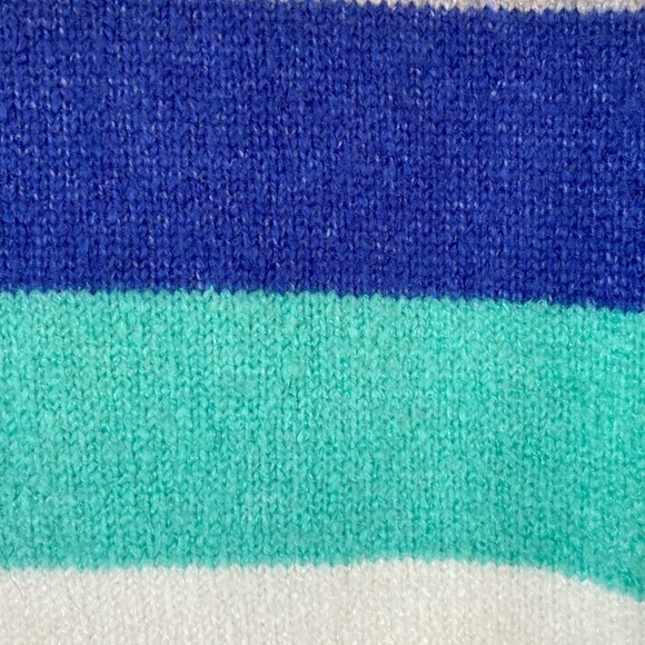 Talbots Multi Stripe High-Low Turtleneck Sweater Gray Blue Teal (Size S) - Picture 10 of 13